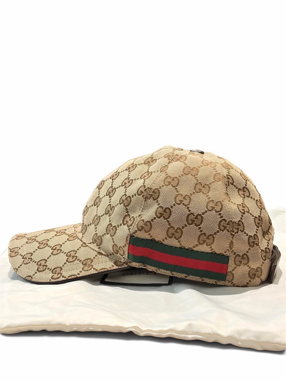 GUCCI ORIGINAL GG CANVAS WEB STRIPE BASEBALL CAP HAT